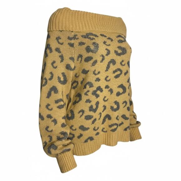 J. Roberts Pullover Animal Print Off The Shoulder Sweater Long Sleeve Sz S - Picture 3 of 8